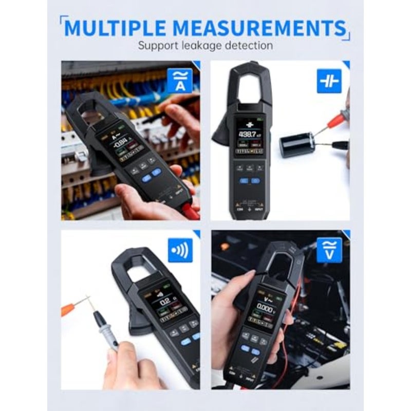 جهاز قياس متعدد رقمي DMC-100، 9999 عدد TRMS، مقياس أمبير قابل لإعادة الشحن لتسجيل منحنى 600 أمبير مع تيار جهد تيار متردد/تيار مستمر، الاستمرارية، السعة، اختبار مقاومة الصمام الثنائي، درجة الحرارة - Image 5