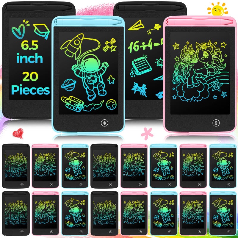 Zhehao 20 Pcs LCD Writing Tablet for Kids 65 Inch Colorful Doodle Board LCD Writing Board Kids Portable Electronic Drawing Board Erasable Drawing Pad Reusable Writing Pad for Kid Black Blue Pink - Image 2