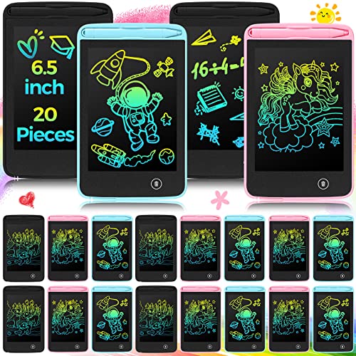 Zhehao 20 Pcs LCD Writing Tablet for Kids 65 Inch Colorful Doodle Board LCD Writing Board Kids Portable Electronic Drawing Board Erasable Drawing Pad Reusable Writing Pad for Kid Black Blue Pink - Image 1