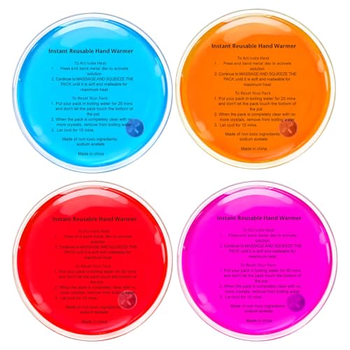 Ruheaou 4 Pcs Christmas Pocket Hand Warmer,Reusable Snap Portable Lasting Heating Hands Heater,Pouch Gel Cute Long Lasting Warmth for Camping,Outdoor Xmas Pattern, for Women Men (YX) - Image 1
