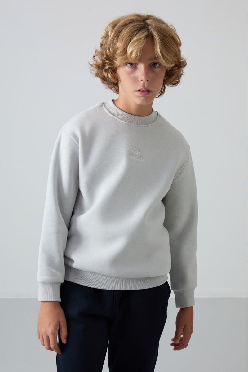 Tommy Life Stone Cotton Thick Fluffy Soft Texture Standard Fit Embroidered Boy's Sweatshirt - 11232  - Image 4