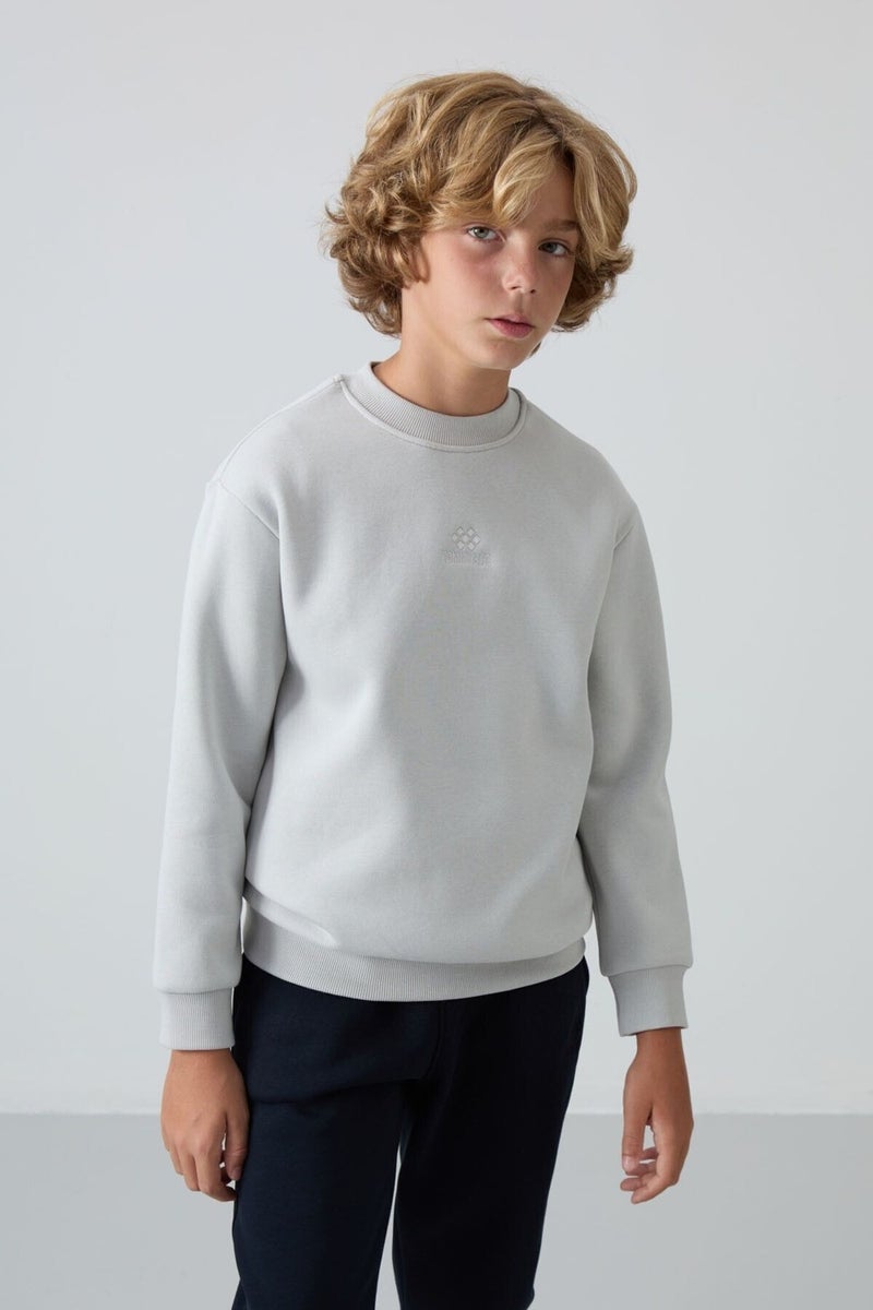 Tommy Life Stone Cotton Thick Fluffy Soft Texture Standard Fit Embroidered Boy's Sweatshirt - 11232  - Image 1