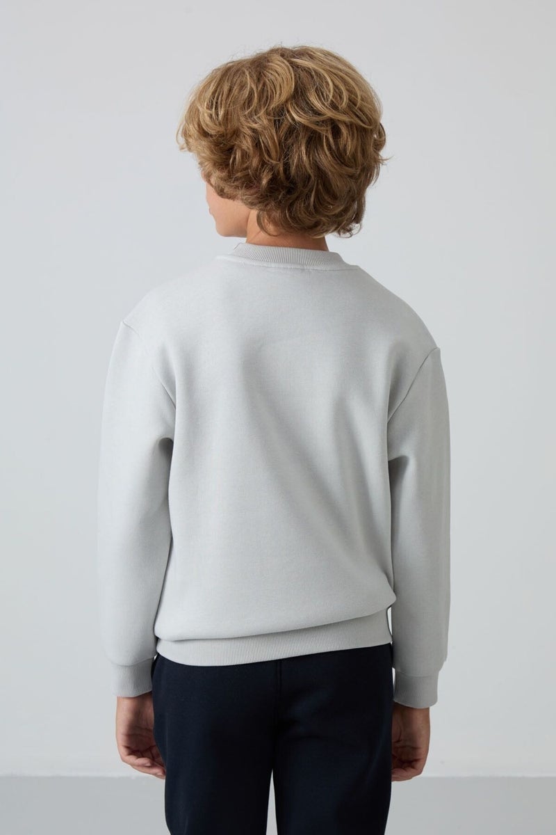 Tommy Life Stone Cotton Thick Fluffy Soft Texture Standard Fit Embroidered Boy's Sweatshirt - 11232  - Image 5