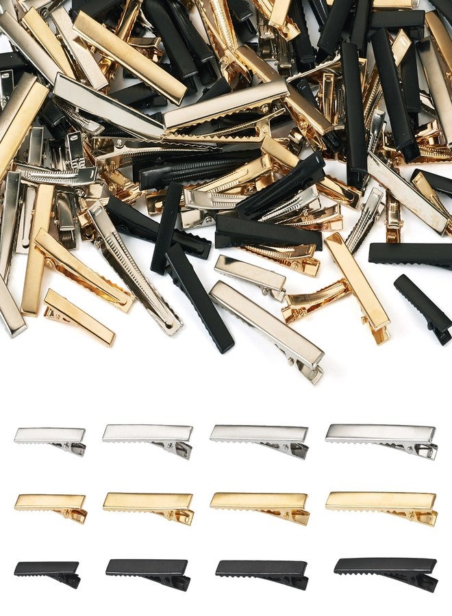 BB Beadthoven Beadthoven 120pcs Assorted Alligator Hair Clips for Hair Bows, Silver Gold Black Metal Hair Clips Kit Duck Bill Hair Clips with Teeth Flat Single Prong Hairpins for Hairbow DIY Accessories Women - Image 1