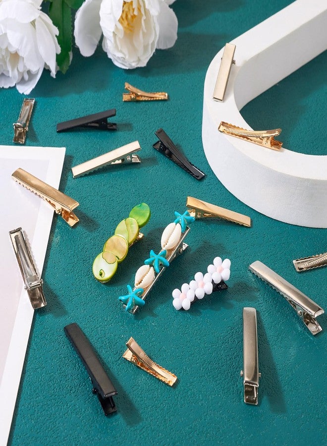 BB Beadthoven Beadthoven 120pcs Assorted Alligator Hair Clips for Hair Bows, Silver Gold Black Metal Hair Clips Kit Duck Bill Hair Clips with Teeth Flat Single Prong Hairpins for Hairbow DIY Accessories Women - Image 3