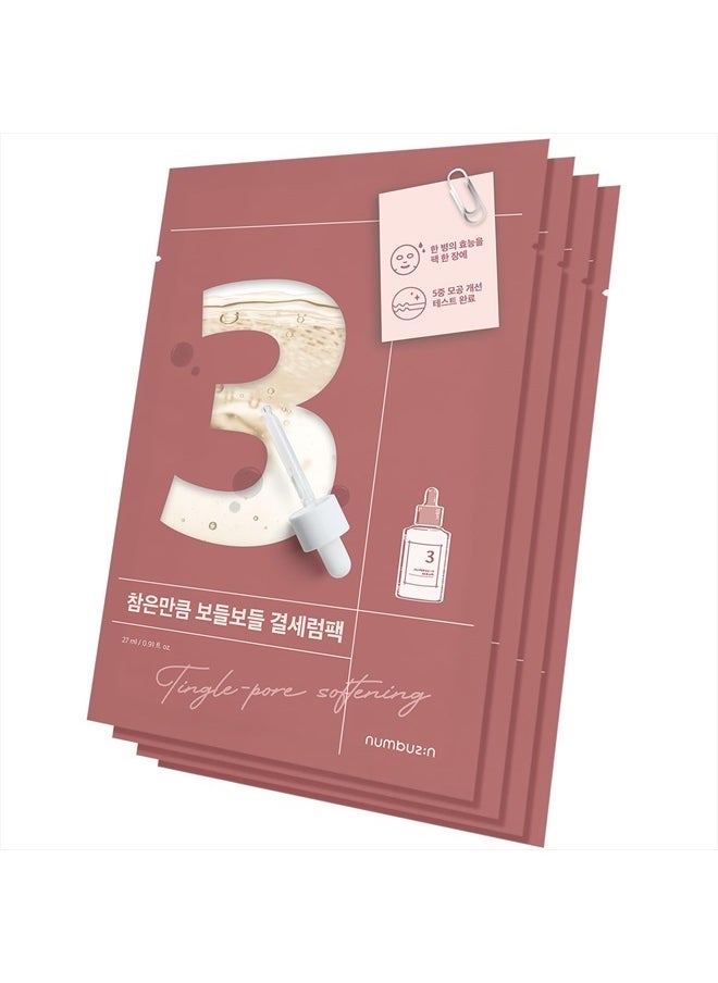 numbuzin No.3 Sheet Mask | Tingle-Pore Softening Sheet Mask | Pore Minimizing, Skin Softening Face Mask with Bifidax | Hydrates, Smooths Rough, Bumpy Skin, Improves Glow | Korean Skincare | 4 Sheets  - Image 1