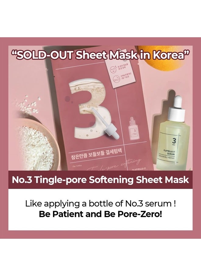 numbuzin No.3 Sheet Mask | Tingle-Pore Softening Sheet Mask | Pore Minimizing, Skin Softening Face Mask with Bifidax | Hydrates, Smooths Rough, Bumpy Skin, Improves Glow | Korean Skincare | 4 Sheets  - Image 2