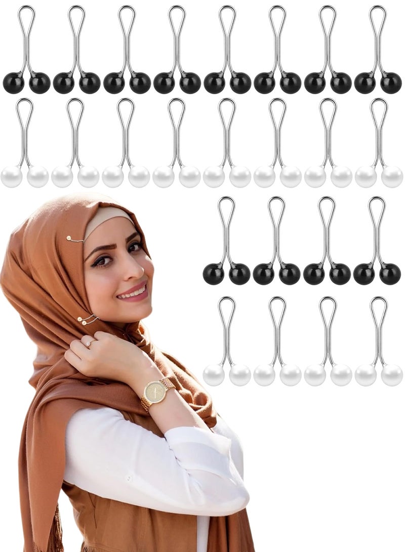 مجموعة 24 دبوس بروش حجاب لؤلؤي للنساء مشابك حجاب بدون إبر مشابك لؤلؤية للشال وغطاء الرأس اكسسوارات حجاب أنيقة - Image 1