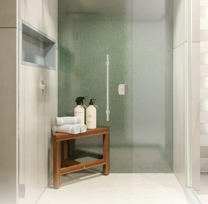 NOLAKH NOLAKH Solid Wood Corner Shower Stool Waterproof Bath Bench with Storage Shelf 40cm 30cm 25 cm  - Image 2