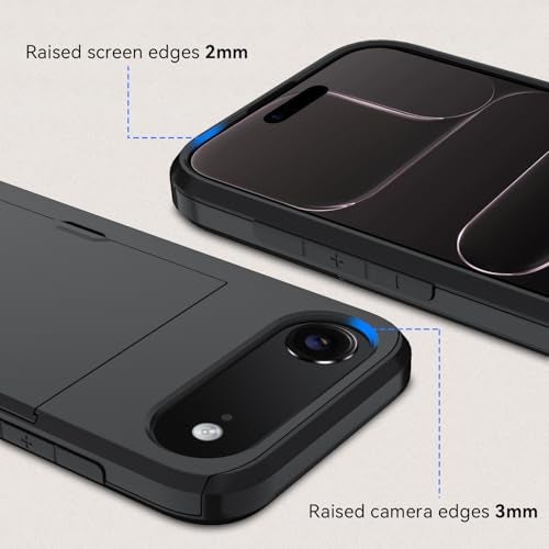 Qinmay حافظة هاتف Qinmay المتوافقة مع iPhone 17 Air، محفظة مع حامل بطاقات مدمج، حماية مزدوجة الطبقة مقاومة للصدمات، فتحة بطاقات مخفية، غطاء هاتف نحيف لـ iPhone 17 Air، أسود - Image 4