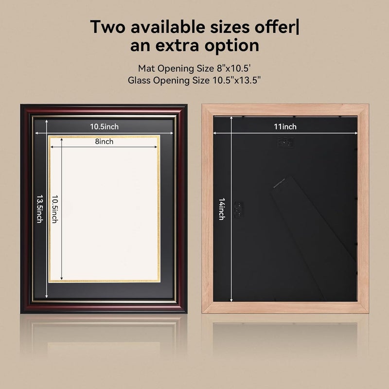GAMYPET Solid Wood Diploma Frame 8.5 x 11 Certificate Frames with Navy Mat or 11x14 Document without Mat as Graduation Picture Frame - Image 2