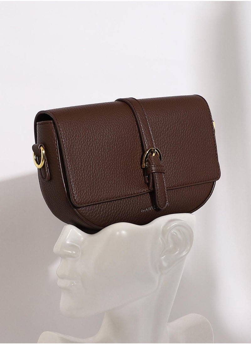 Haute Sauce Women's The Tang-Buckle Shoulder Bag - Coffee Brown  - Image 1