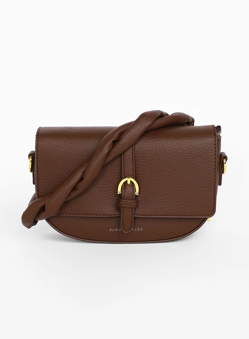Haute Sauce Women's The Tang-Buckle Shoulder Bag - Coffee Brown
