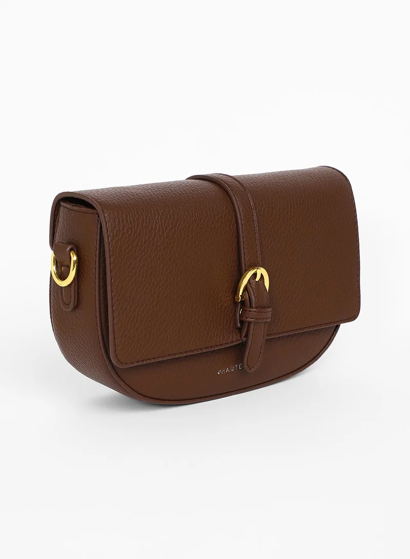 Haute Sauce Women's The Tang-Buckle Shoulder Bag - Coffee Brown