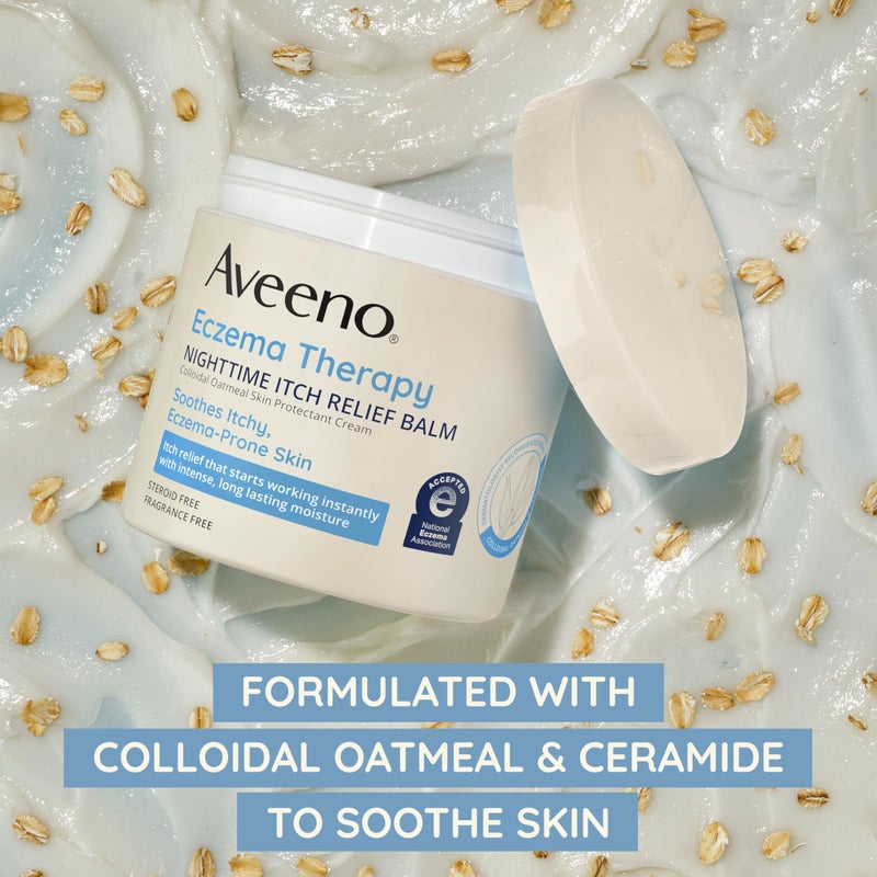 Aveeno Eczema Therapy Nighttime Itch Relief Balm with Colloidal Oatmeal and Ceramide for Dry Itchy Skin, Fragrance-Free Anti Itch Eczema Cream, 11 FL OZ - Image 2
