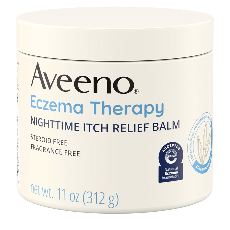 Aveeno Eczema Therapy Nighttime Itch Relief Balm with Colloidal Oatmeal and Ceramide for Dry Itchy Skin, Fragrance-Free Anti Itch Eczema Cream, 11 FL OZ - Image 1
