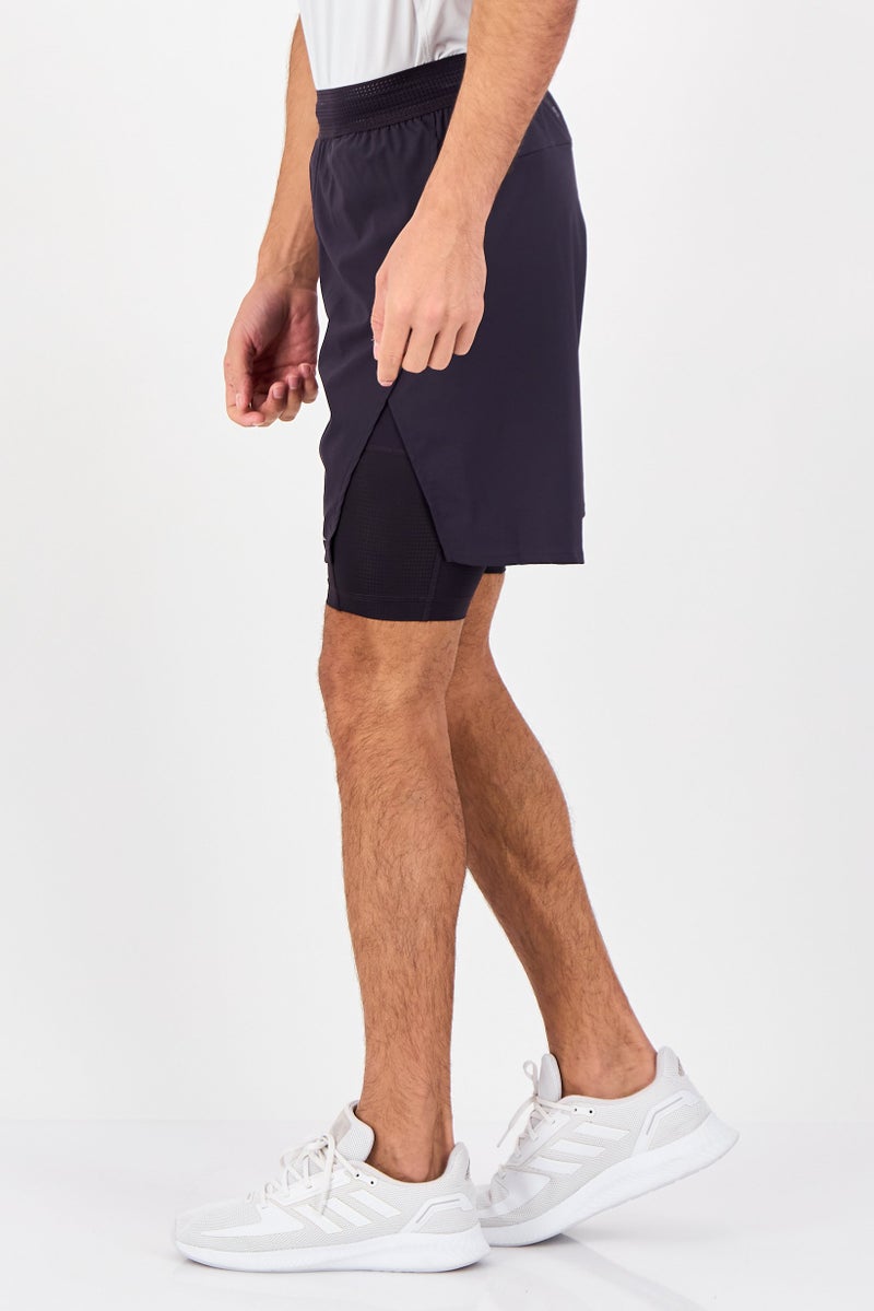 Adidas Men Sportswear Fit 7 Inseam Hiit Elevated Training 2 In 1 Shorts, Dark Purple - Image 3