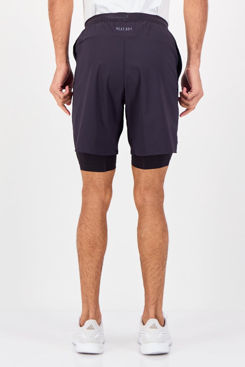 Adidas Men Sportswear Fit 7 Inseam Hiit Elevated Training 2 In 1 Shorts, Dark Purple - Image 2