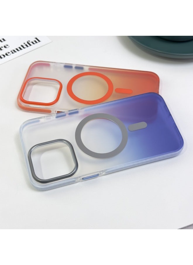 Generic - IMD Blu-ray Gradient 13 Airbag Frosted Case For 14Pro Drop-Resistant Magnetic Adsorption Fingerprint-Resistant For Iphone 15 Phone Case-Color:Blue-Applicable Model:For Iphone14promax - Image 1