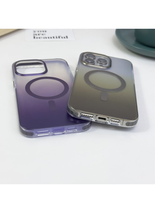 Generic - IMD Blu-ray Gradient 13 Airbag Frosted Case For 14Pro Drop-Resistant Magnetic Adsorption Fingerprint-Resistant For Iphone 15 Phone Case-Color:Blue-Applicable Model:For Iphone14promax - Image 1