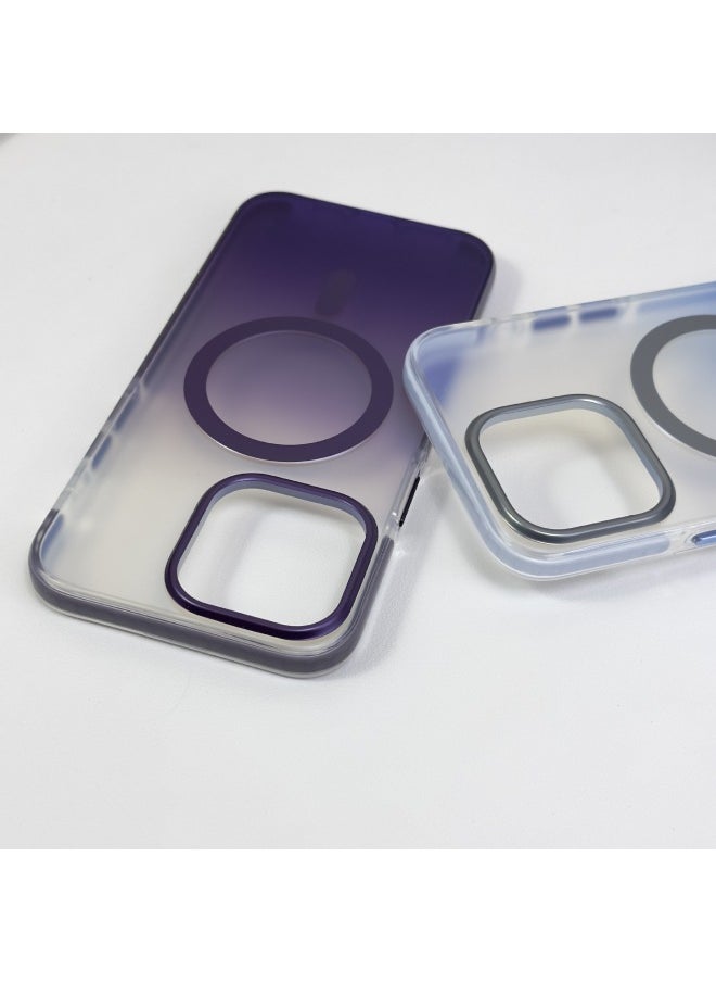 Generic - IMD Blu-ray Gradient 13 Airbag Frosted Case For 14Pro Drop-Resistant Magnetic Adsorption Fingerprint-Resistant For Iphone 15 Phone Case-Color:Blue-Applicable Model:For Iphone14promax - Image 1