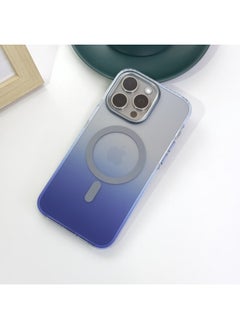 IMD Blu-ray Gradient 13 Airbag Frosted Case For 14Pro Drop-Resistant Magnetic Adsorption Fingerprint-Resistant For Iphone 15 Phone Case-Color:Blue-Applicable Model:For Iphone14promax