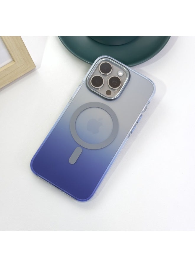 Generic - IMD Blu-ray Gradient 13 Airbag Frosted Case For 14Pro Drop-Resistant Magnetic Adsorption Fingerprint-Resistant For Iphone 15 Phone Case-Color:Blue-Applicable Model:For Iphone14promax - Image 1