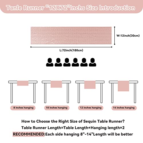 Sugargirl 10 Packs 12 x 72 inches Sequin Table Runner, Glitter Rose Gold Table Runner for Birthday Party Supplies Wedding Holiday Celebration Event Decorations - Image 5