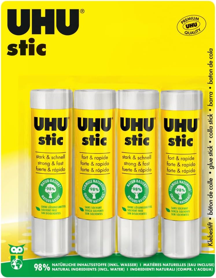 UHU Stick, Glue Stick Without Solvent 4 X 21G Sticksblister, White - Image 1