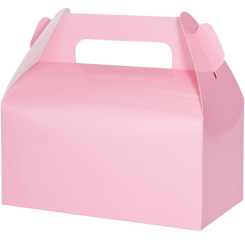 UnicoPak 30 Pack Pink Gable Treat Boxes Party Favor Boxes Candy Gift Boxes for Snacks Candy Toys Birthday Party Wedding Halloween Christmas  65x35x35 Inches