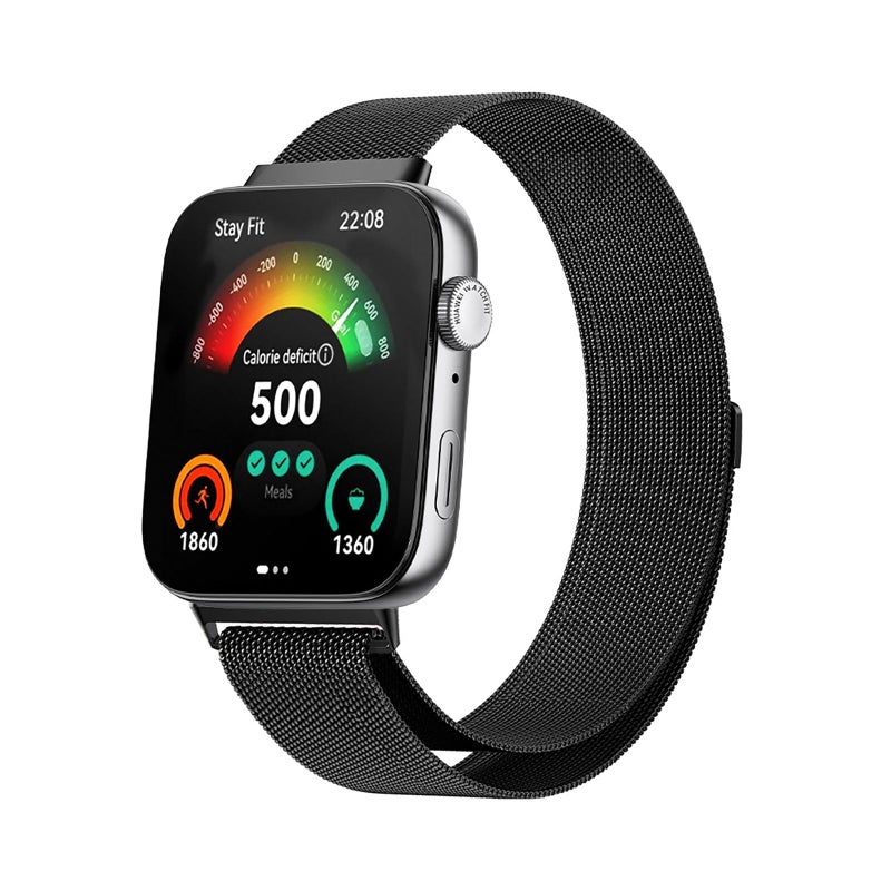 Lukione Classic Braided Stainless Steel Strap Compatible with Huawei Watch Fit 3 – 24mm Adjustable Magnetic Replacement Band – Black - Image 1