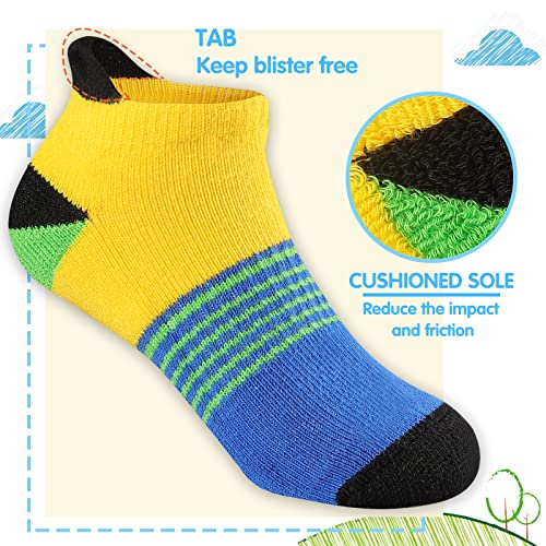 Comfoex Boys Socks - 4-6, 6-8, 8-10 Years Old Ankle Athletic Cotton Socks For Kids - Short Half Cushioned - 6 Pairs - Image 2