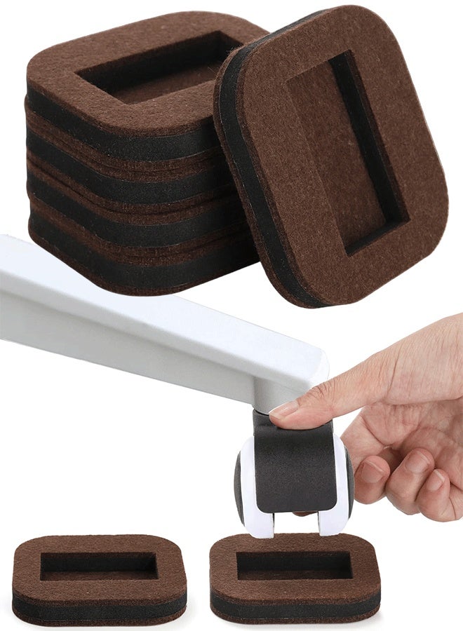 4 Pack Felt Furniture Cups, Anti-Sliding Bottom Caster Pads, Bed Wheel Couch Slide Stopper, Hardwood Floor Protector Fixed Standing Coasters for Carpet, Tile, Laminate Floors, Fit 2.1" x 1.2" - Image 1