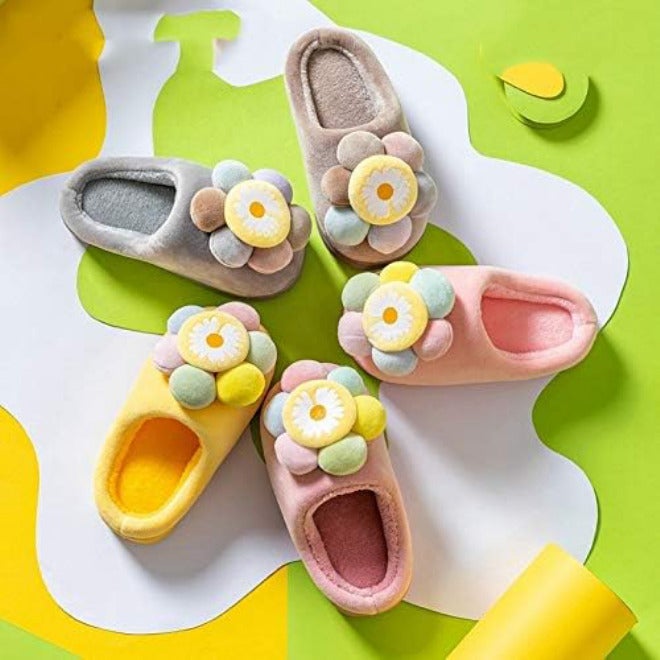 Children Winter Slippers Colour Lovely Flower Indoor Slippers for 3-6 Years Boys Girls Warm Soft Non Slip Kids Slippers (Color : Red Size : #16-17) (Red #20) - Image 3