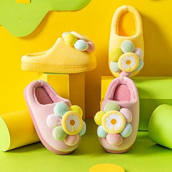 Children Winter Slippers Colour Lovely Flower Indoor Slippers for 3-6 Years Boys Girls Warm Soft Non Slip Kids Slippers (Color : Red Size : #16-17) (Red #20) - Image 5