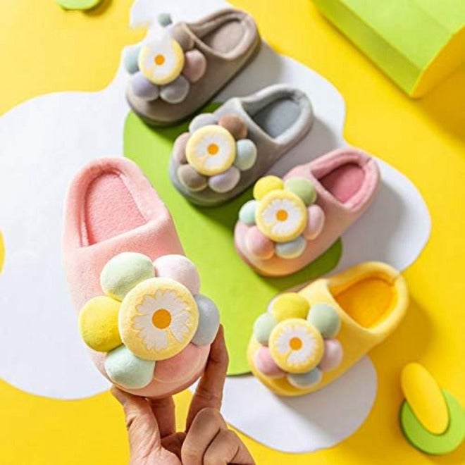 Children Winter Slippers Colour Lovely Flower Indoor Slippers for 3-6 Years Boys Girls Warm Soft Non Slip Kids Slippers (Color : Red Size : #16-17) (Red #20) - Image 4