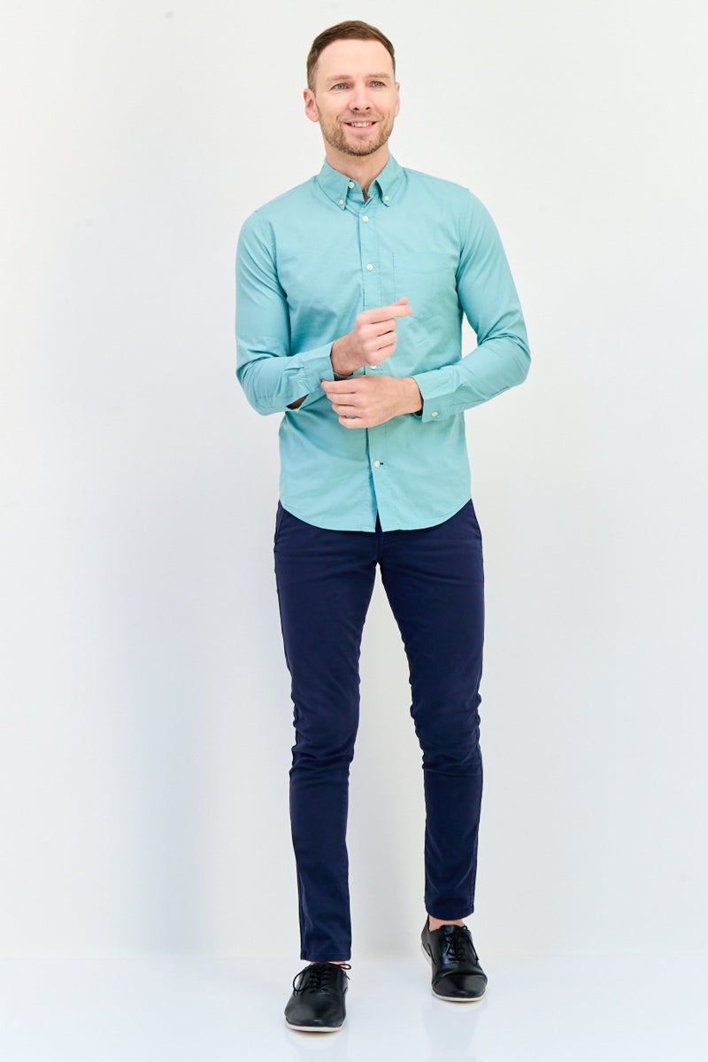GAP Men Slim Fit Long Sleeves Plain Casual Shirt, Sage Green - Image 4