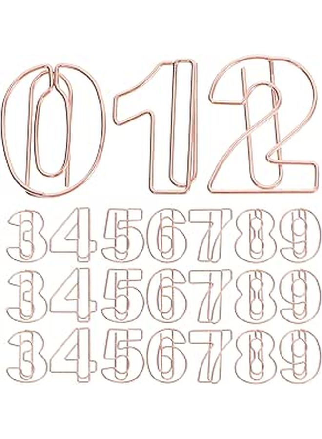 Rose Gold Number Paper Clips Set 30 Pcs Office File Clips For Documents School Crafts - Image 1