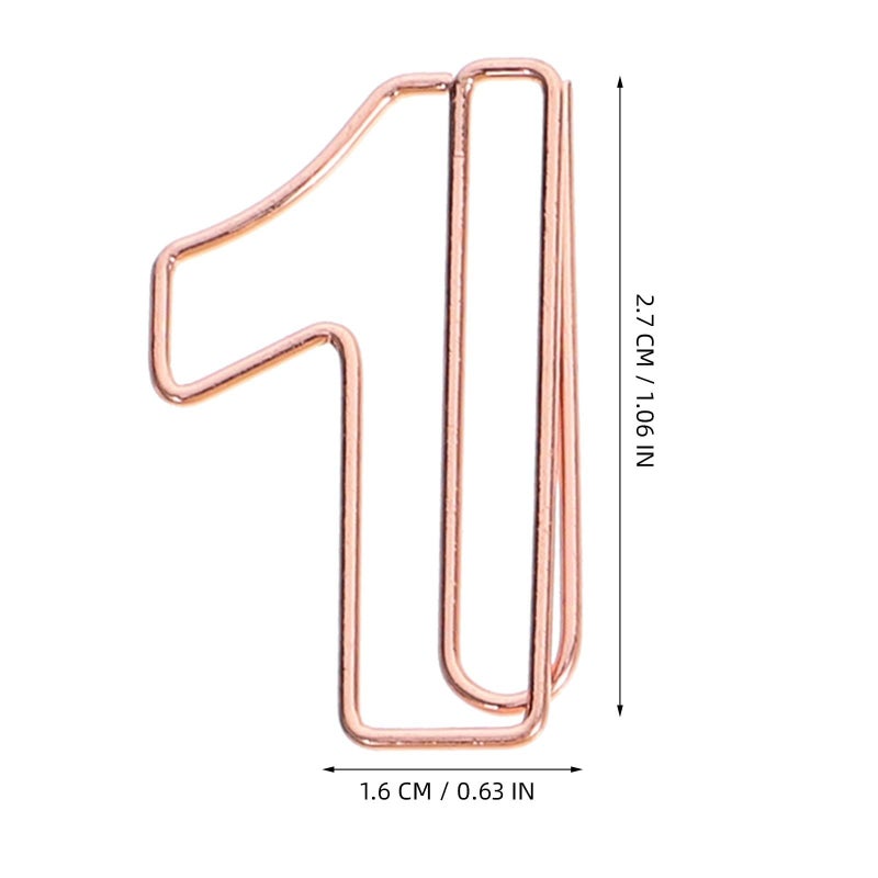 Rose Gold Number Paper Clips Set 30 Pcs Office File Clips For Documents School Crafts - Image 3