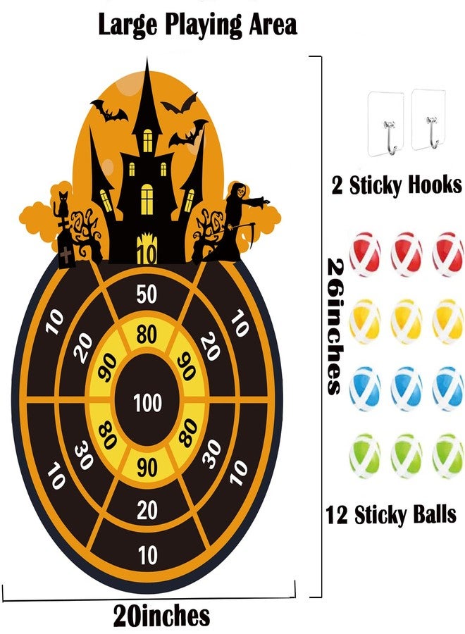 Ansoufien Halloween Dart Board Game 26" with 12 Sticky Balls – Felt Halloween Toys for Kids & Family, Indoor Outdoor Halloween Party Games - Image 2