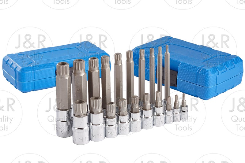 J&R Quality Tools 20pc XZN 12 Point MM Triple Square Spline Bit Socket Set Tamper Proof Set - Image 2