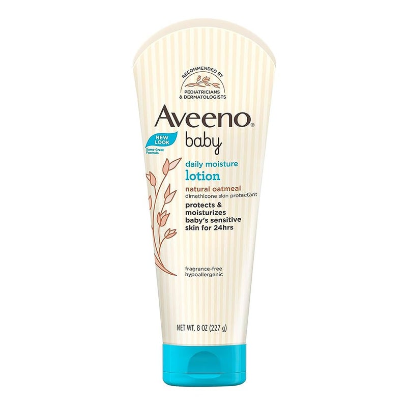 Aveeno Baby Daily Moisture Lotion for Delicate Skin with Natural Colloidal Oatmeal Dimethicone Hypoallergenic Fragrance Phthalate ParabenFree 8 oz, 1 Count - Image 1