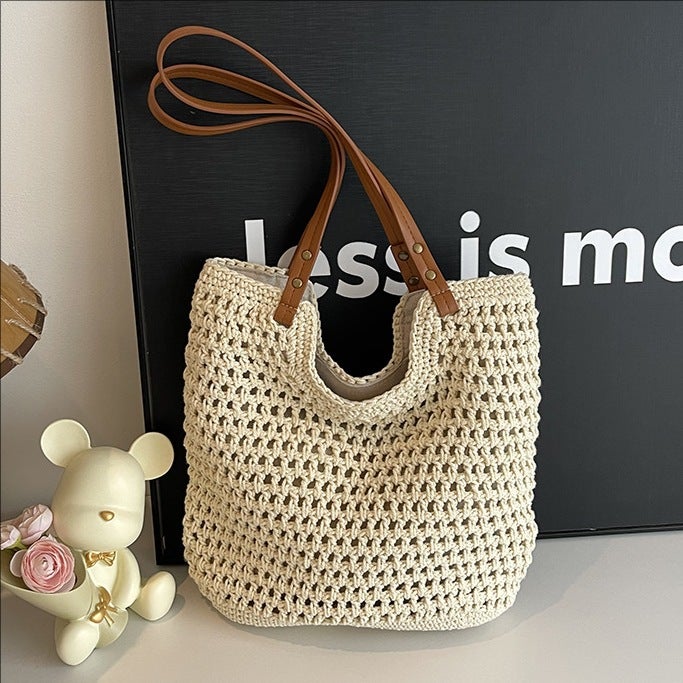 Trendy Large Capacity Woven Tote Bag Women'S Summer Seaside Leisure Vacation Beach Bag Shoulder Underarm Bag - Image 2