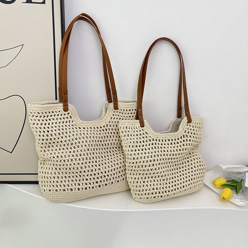 Trendy Large Capacity Woven Tote Bag Women'S Summer Seaside Leisure Vacation Beach Bag Shoulder Underarm Bag - Image 1