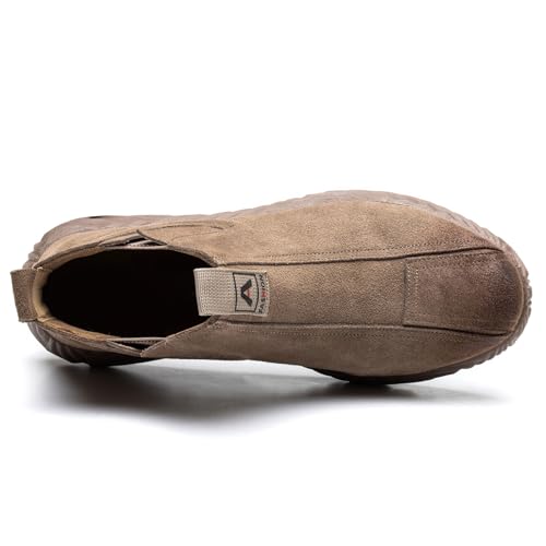 DINGGU Steel Toe Shoes for Men Welding Mens Work Shoes Slip On Comfortable Safety Composite Toe Construction Boots Brown 10 - Image 3