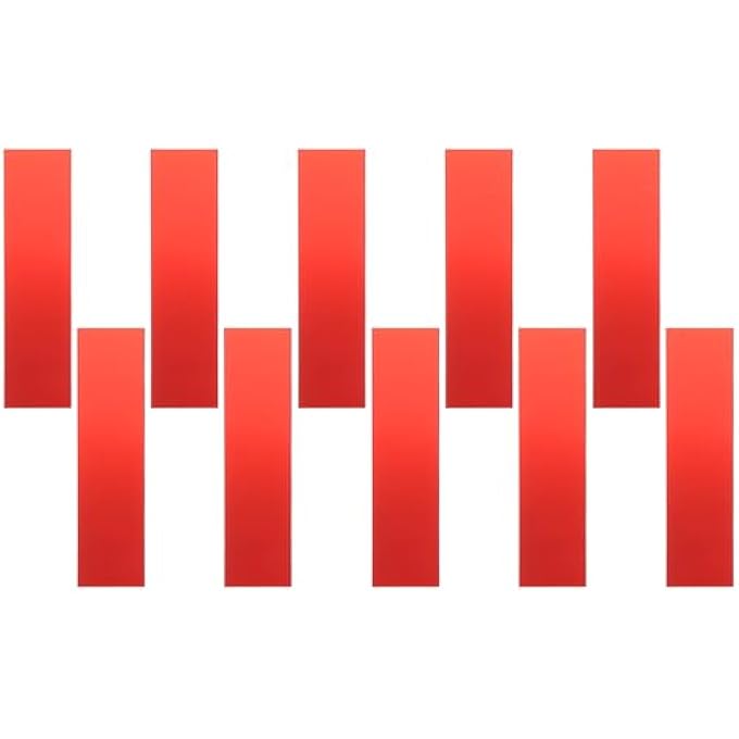 10PCS SELF-ADHESIVE FLEXIBLE MOLDING TRIM 7.8" X 2" MIRROR LIKE STICKER ACRYLIC GAP FILLER TRIM STRIP DECALS STICKER FOR WALL FRAMES WALLPAPER BORDER WAIST LINES, RED - Image 1