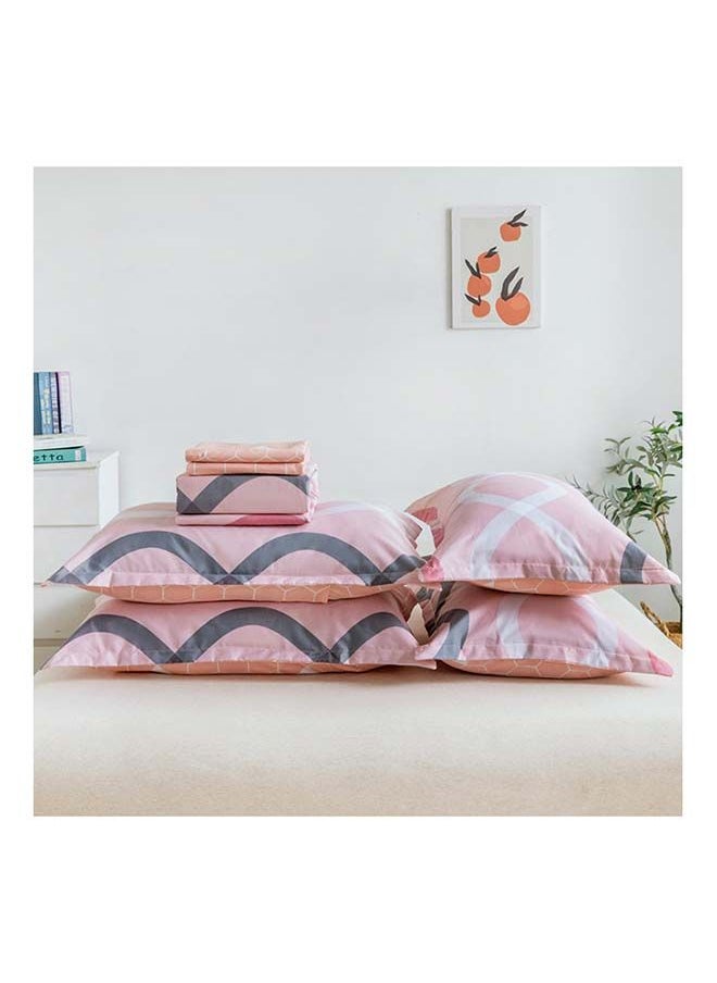 RISHAHOME 6-Piece Double Size Duvet Cover Set Microfiber Sundown 1 Duvet Cover 200x230 cm, 1 Flat Sheet 220x280 cm, 4 Pillow Cover 48x74 cm Multicolour  - Image 2