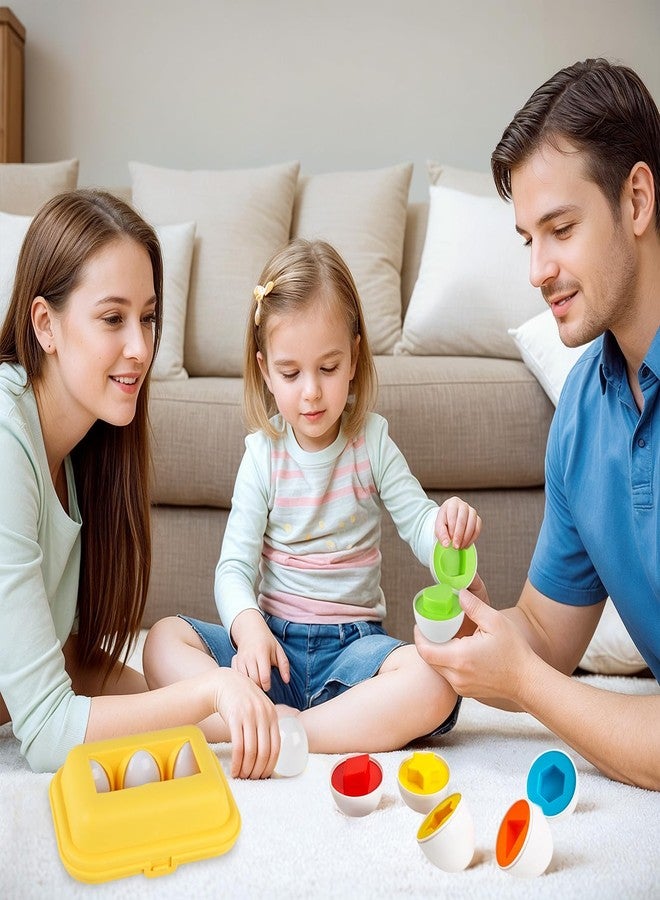 HANSGO Shape Matching Eggs Toys for Toddlers, 6 Easter Egg Toys with Storage Carton, Educational Color and Shape Matching Set - Image 3