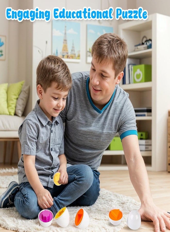 HANSGO Shape Matching Eggs Toys for Toddlers, 6 Easter Egg Toys with Storage Carton, Educational Color and Shape Matching Set - Image 2