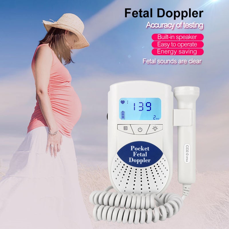 Pocket Household Fetal Doppler Baby Heart Beat Detector Doppler Fetal Heartbeat Monitor 3 Working Modes 2.0MHz No Radiation with LCD Digital Display Earphone for Pregnancy Care - Image 1